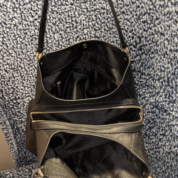 KATE SPADE NEW YORK LEILA LEATHER MEDIUM TOTE SHOULDER BAG $399 Black - Picture 9 of 16